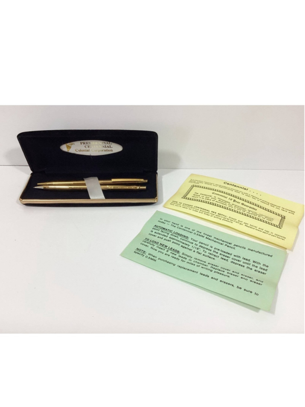 NEW Vintage Gold Pen and Pencil Set Presidential Centennial Colonial Corporation